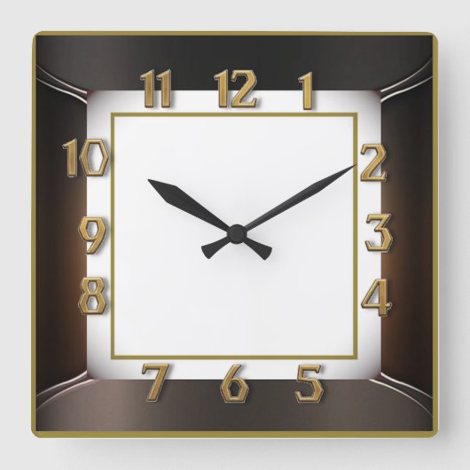 Art Deco Quadratische Wanduhr (Vorderseite)