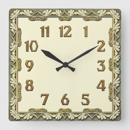 Art Deco Quadratische Wanduhr (Vorderseite)