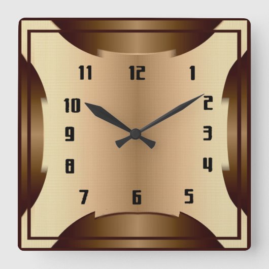 Art Deco Quadratische Wanduhr (Vorderseite)