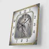 Art Deco Quadratische Wanduhr (Winkel)