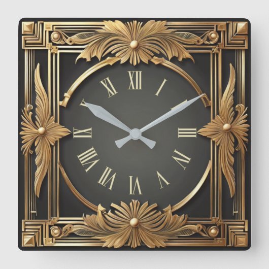 Art Deco Quadratische Wanduhr (Vorderseite)