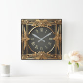 Art Deco Quadratische Wanduhr (Zuhause)