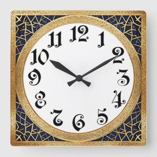 Art Deco Quadratische Wanduhr (Vorderseite)