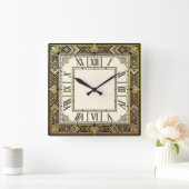 Art Deco Quadratische Wanduhr (Zuhause)