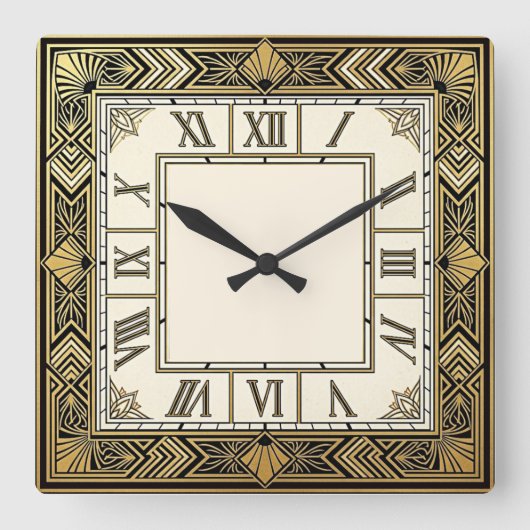 Art Deco Quadratische Wanduhr (Vorderseite)