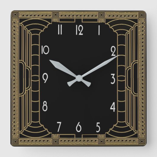 Art Deco Quadratische Wanduhr (Vorderseite)