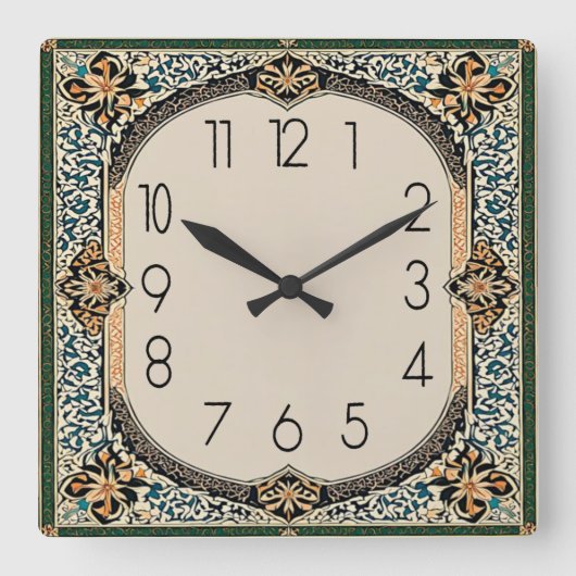 Art Deco Quadratische Wanduhr (Vorderseite)