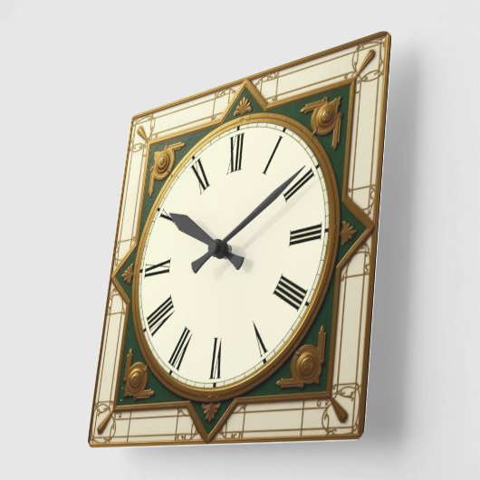 Art Deco Quadratische Wanduhr (Winkel)