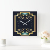 Art Deco Quadratische Wanduhr (Zuhause)