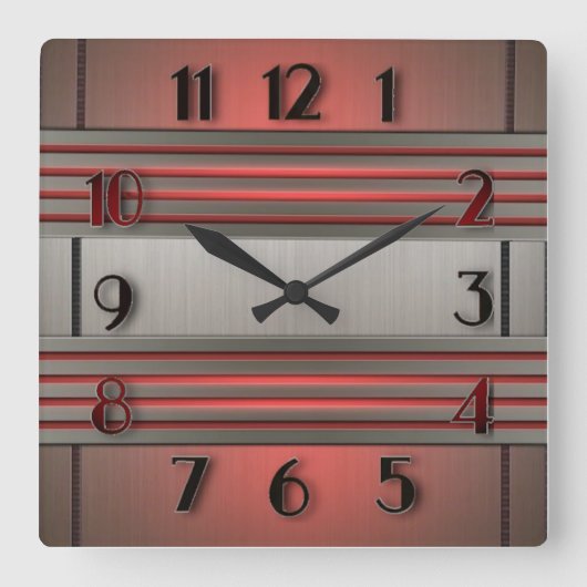 Art Deco Quadratische Wanduhr (Vorderseite)
