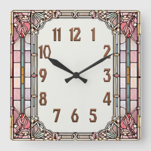 Art Deco Quadratische Wanduhr