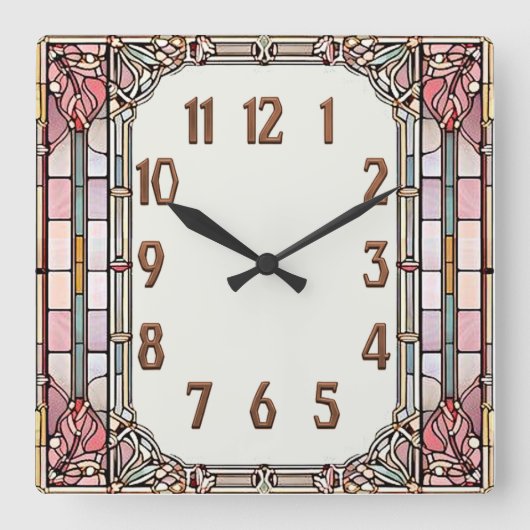 Art Deco Quadratische Wanduhr (Vorderseite)