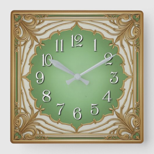 Art Deco Quadratische Wanduhr (Vorderseite)