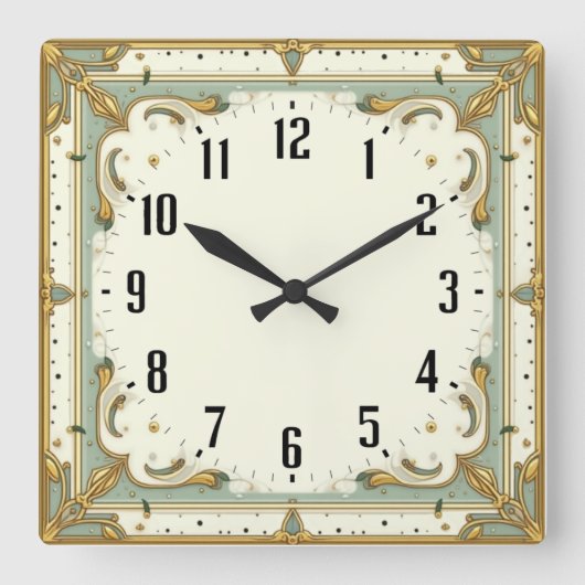 Art Deco Quadratische Wanduhr (Vorderseite)