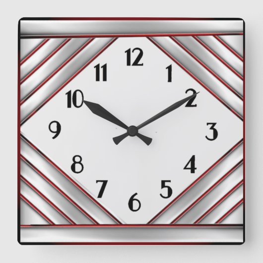 Art Deco Quadratische Wanduhr (Vorderseite)