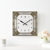 Art Deco Quadratische Wanduhr (Zuhause)
