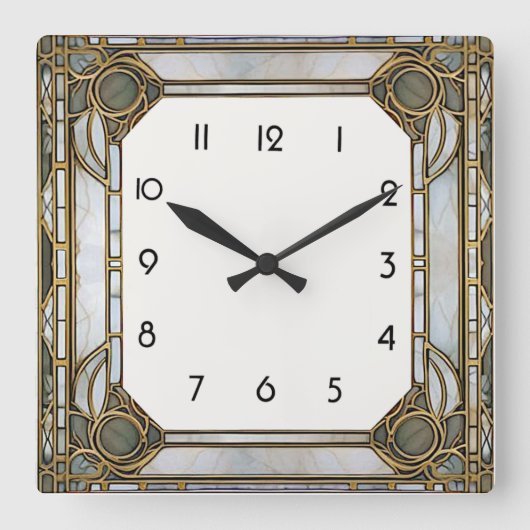 Art Deco Quadratische Wanduhr (Vorderseite)