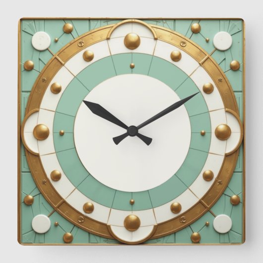 Art Deco Quadratische Wanduhr (Vorderseite)