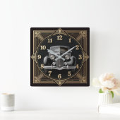 Art Deco Quadratische Wanduhr (Zuhause)