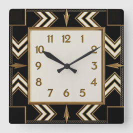 Art Deco Quadratische Wanduhr