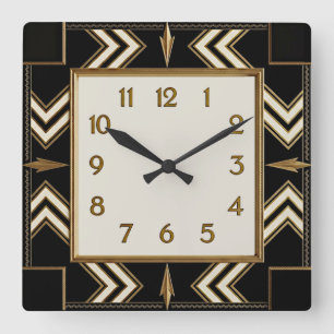 Art Deco Quadratische Wanduhr