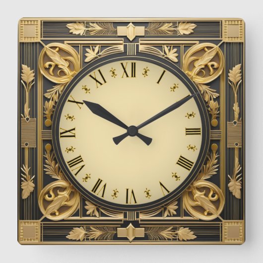 Art Deco Quadratische Wanduhr (Vorderseite)