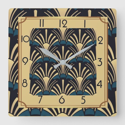 Art Deco Quadratische Wanduhr (Vorderseite)