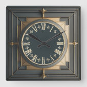 Art Deco Quadratische Wanduhr (Vorderseite)