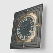 Art Deco Quadratische Wanduhr (Winkel)