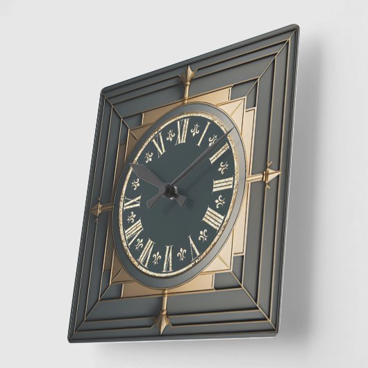 Art Deco Quadratische Wanduhr (Winkel)