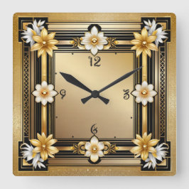 Art Deco Quadratische Wanduhr