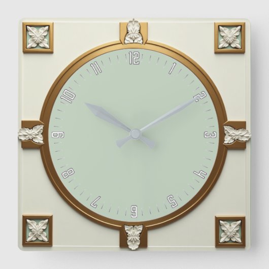 Art Deco Quadratische Wanduhr (Vorderseite)