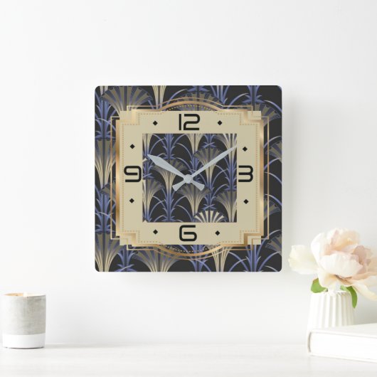 Art Deco Quadratische Wanduhr (Zuhause)