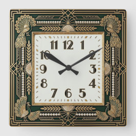 Art Deco Quadratische Wanduhr