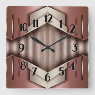 Art Deco Quadratische Wanduhr