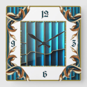 Art Deco Quadratische Wanduhr