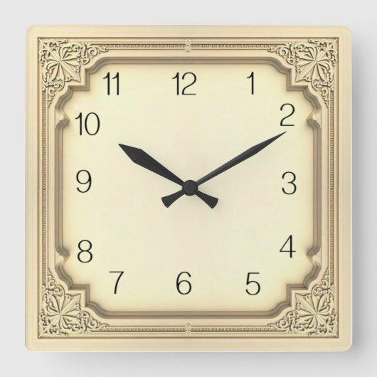 Art Deco Quadratische Wanduhr (Vorderseite)