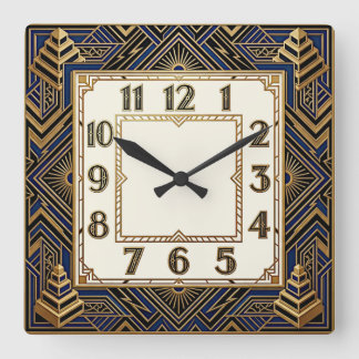Art Deco Quadratische Wanduhr