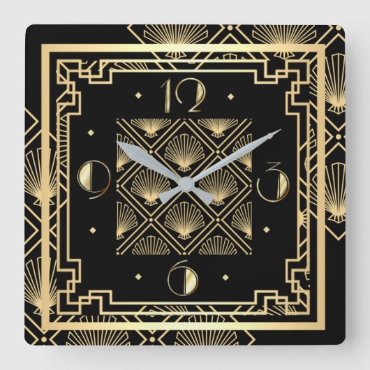 Art Deco Quadratische Wanduhr (Vorderseite)