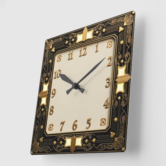 Art Deco Quadratische Wanduhr (Winkel)