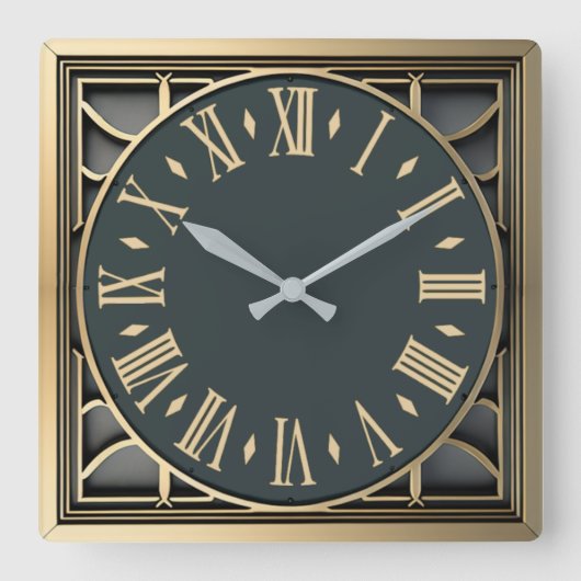 Art Deco Quadratische Wanduhr (Vorderseite)