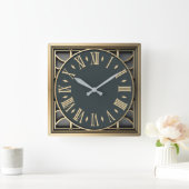 Art Deco Quadratische Wanduhr (Zuhause)