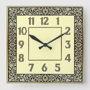 Art Deco Quadratische Wanduhr