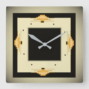 Art Deco Quadratische Wanduhr