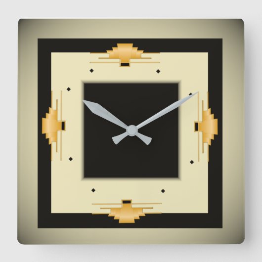 Art Deco Quadratische Wanduhr (Vorderseite)