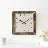 Art Deco Quadratische Wanduhr (Zuhause)