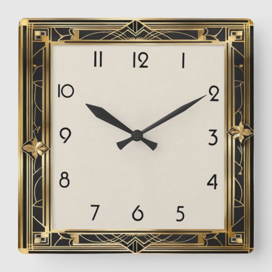 Art Deco Quadratische Wanduhr (Vorderseite)