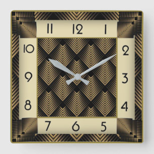 Art Deco Quadratische Wanduhr