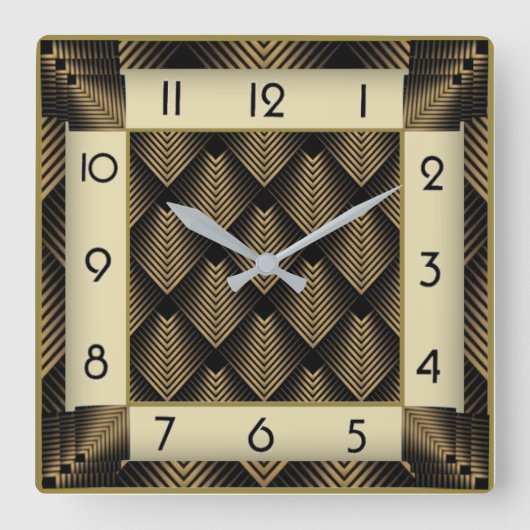 Art Deco Quadratische Wanduhr (Vorderseite)