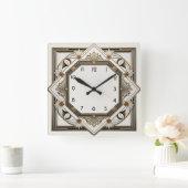 Art Deco Quadratische Wanduhr (Zuhause)